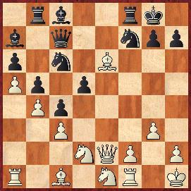 43.Obrona francuska [C02] Mollekens (Belgia) 2200 Huss (Szwajcaria) 2355 1.e4 e6 2.d4 d5 3.e5 c5 4.c3 Sc6 5.Sf3 Hb6 6.a3 c4 7.Sbd2 f6 8.g3 fe5 9.de5 Sh6 10.Gh3 Sf7 11.He2 Gc5 12.0 0 0 0 13.Wb1 Hc7 14.