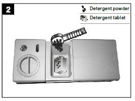PRZYGOTOWANIE URZĄDZENIA DO PRACY Napełnianie dozownika detergentu Nacisnąć zatrzask, aby otworzyć dozownik detergentu, jak pokazano na rysunku.