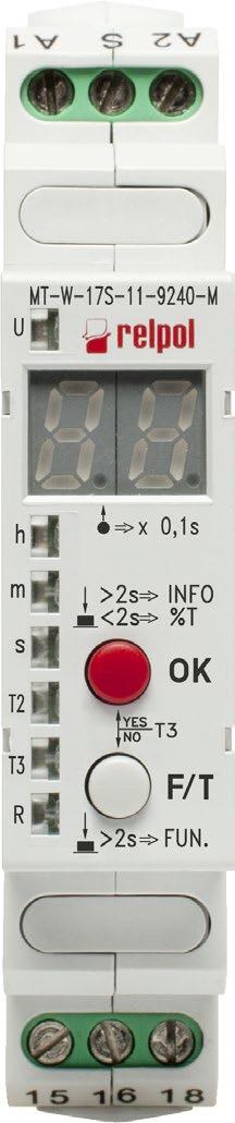 uniwersalny przekaźnik czasowy Nr funkcji Nazwa Czasy ❼ Sterowanie ❶ F0 OFF U F1 ON U F2 Es F3 E E(S) U F4 E(r) F5 R F6 Wu Wu(S) U F7 Wu(r) F8 Ws F9 Wa F10 B Wi = 0 ❽ F11 ER, T2 F12 EWs, T2 F13 EWa,