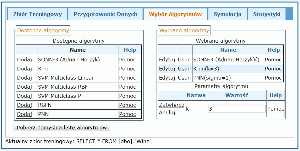 Poziom metody walidacji - dla każdej z wybranych metod walidacji dostępne są statystyki agregujące walidację na zbiorze treningowym i testowym. 3.