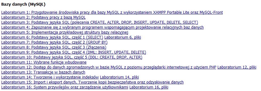 Plan laboratoriów Plan może ulegać zmianom, różne elementy mogą być realizowane w różnym nasileniu http://www.uz.