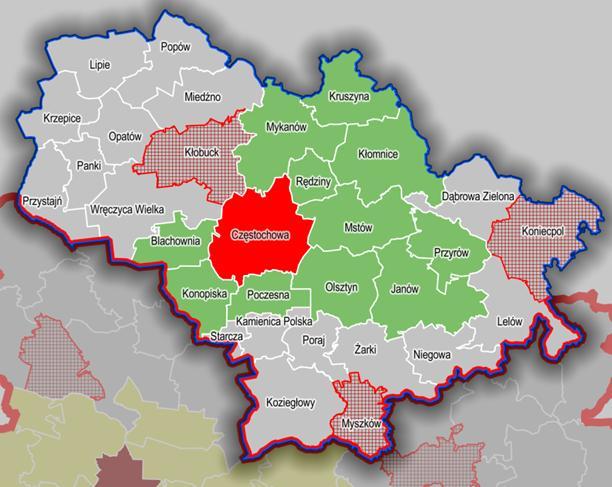 1A. DELIMITACJA AGLOMERACJI I MIEJSKICH OBSZARÓW FUNKCJONALNYCH Wniosek o zmianę delimitacji miejskiego obszaru funkcjonalnego Aglomeracji Częstochowskiej poprzez: wyłączenie gmin Blachownia, Janów,