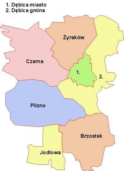 Rysunek 3. Położenie gminy Żyraków na tle powiatu dębickiego. Źródło: https://www.osp.org.pl Gmina Żyraków swoim obszarem obejmuje 13 sołectw. Sołectwo Bobrowa -.