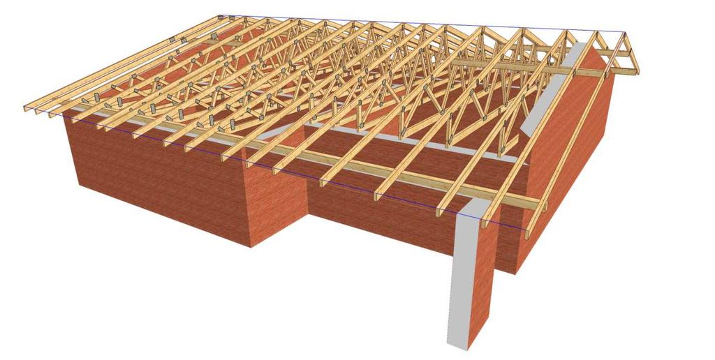 Grupa Producentów Dachów GPDach Prefabrykowana więźba dachowa - dom parterowy Bob Grupa Producentów Dachów GP Dach gpdach.