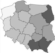 Wybrane miary starości demograficznej i ich implikacja 105 Z kolei część Polski wschodniej odznaczała się wyraźnie wyższymi wartościami przeciętnego dalszego trwania życia, aniżeli jej pozostałe