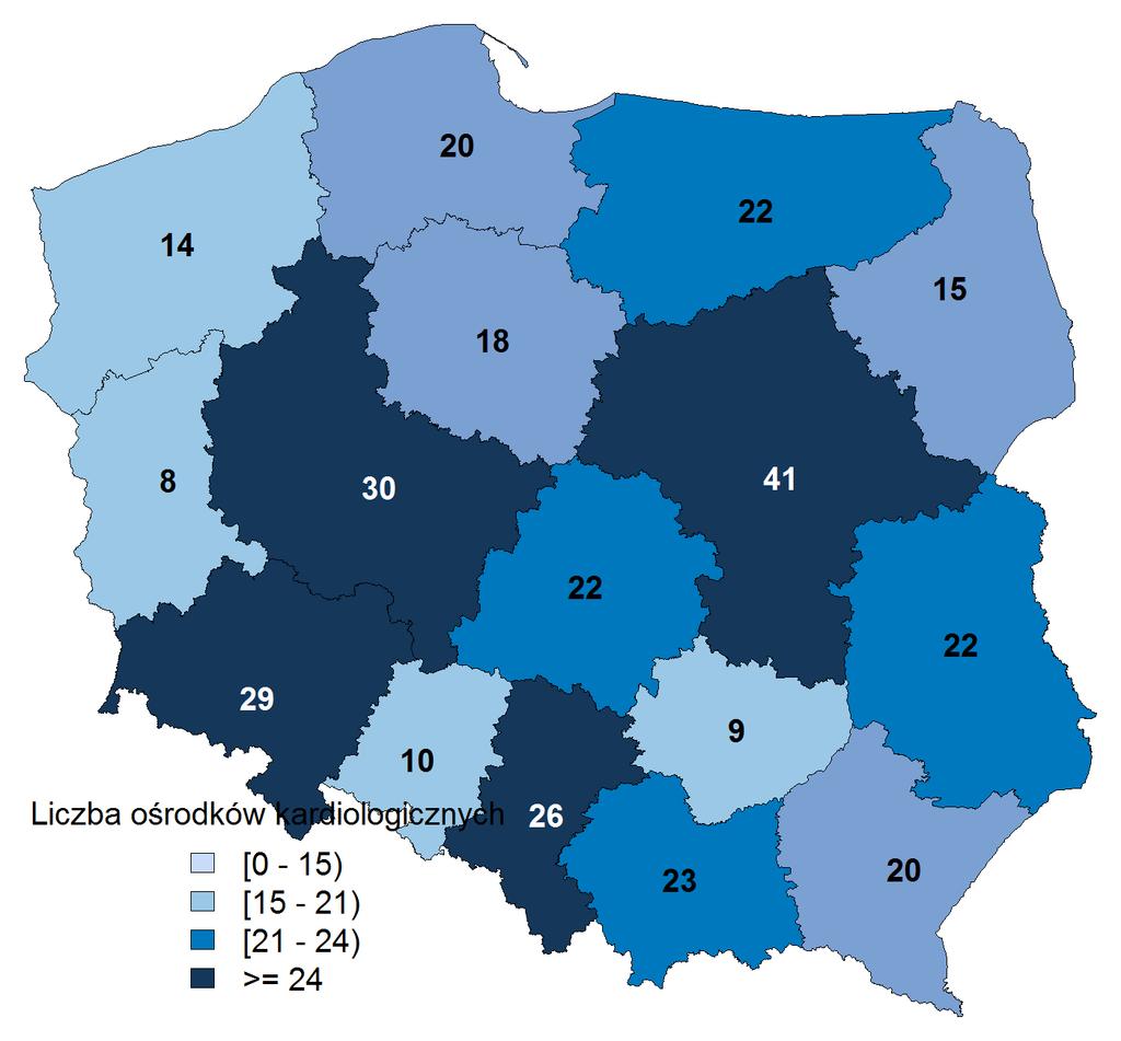 2.1.3 Kardiologia dziecięca Leczenie szpitalne pacjentów z problemami kardiologicznymi, głównie wadami wrodzonymi serca (wws), w wieku < 18 roku odbywa się w Polsce w ośrodkach różnego stopnia