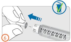 Odpowietrzanie wkładu (Kroki od 7 do 9) Przed użyciem wstrzykiwacza po raz pierwszy należy usunąć z wkładu pęcherzyki powietrza, aby zapewnić mozliwość prawidłowego nastawiania dawki leku.