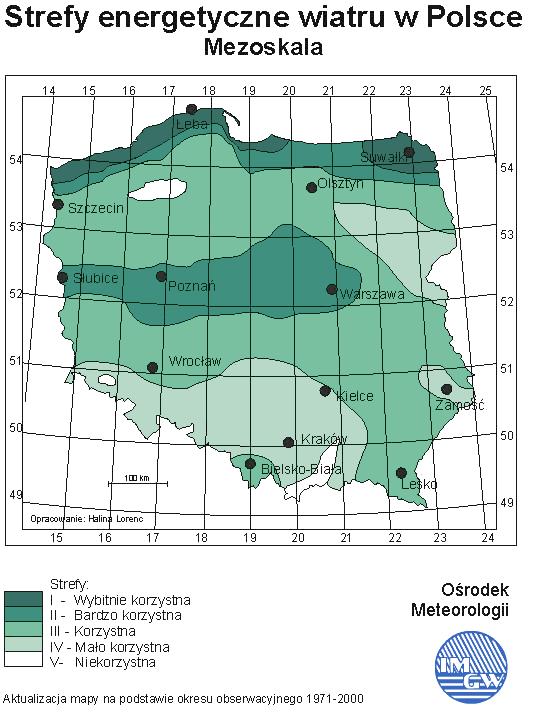S t r o n a 67 W Polsce, przy obecnych warunkach ekonomicznych i technicznych, za teren przydatny do wykorzystania energii wiatru uznaje się taki, dla którego średnia roczna prędkość wiatru na 70 m n.