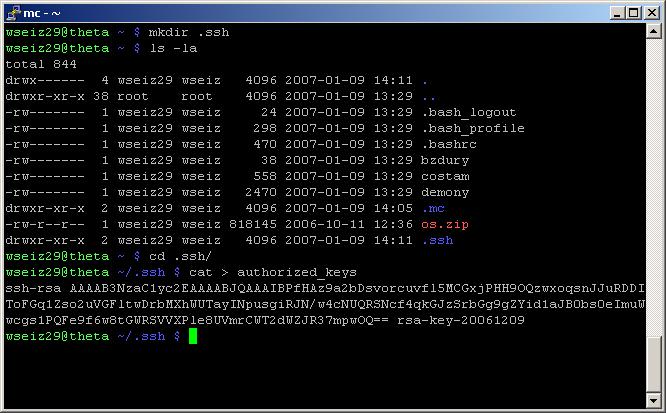 ssh tworzymy plik o nazwie authorized_keys w którym umieszczamy zawartość