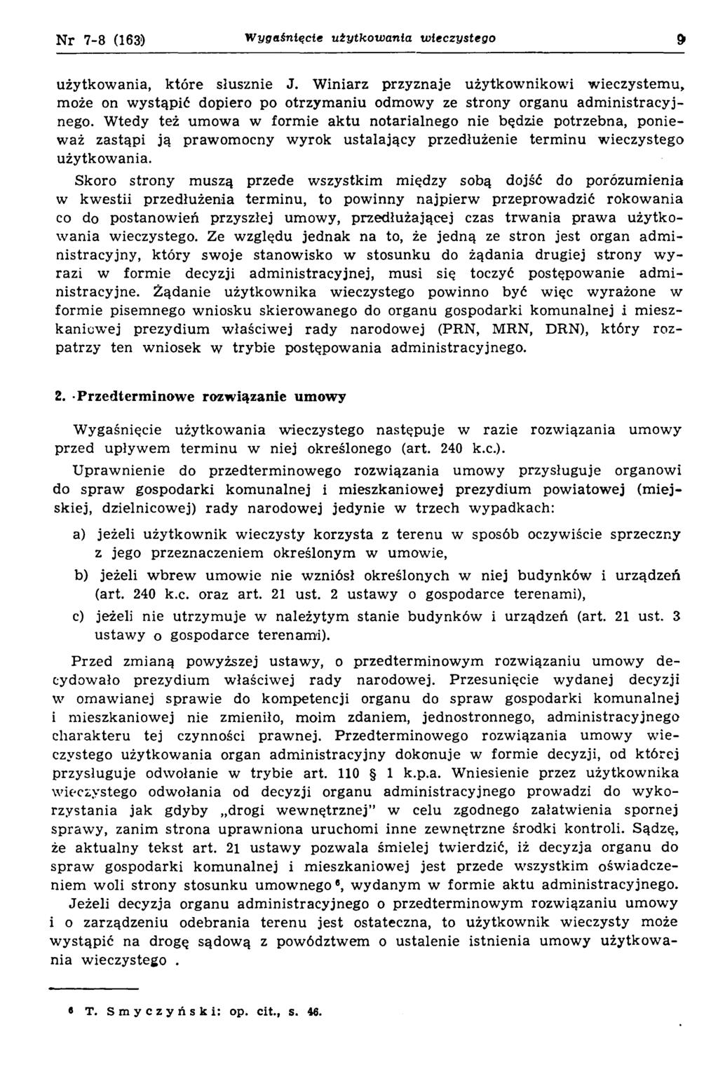 N r 7-8 (163) Wygaśnięcie użytkowania wieczystego użytkowania, które słusznie J.
