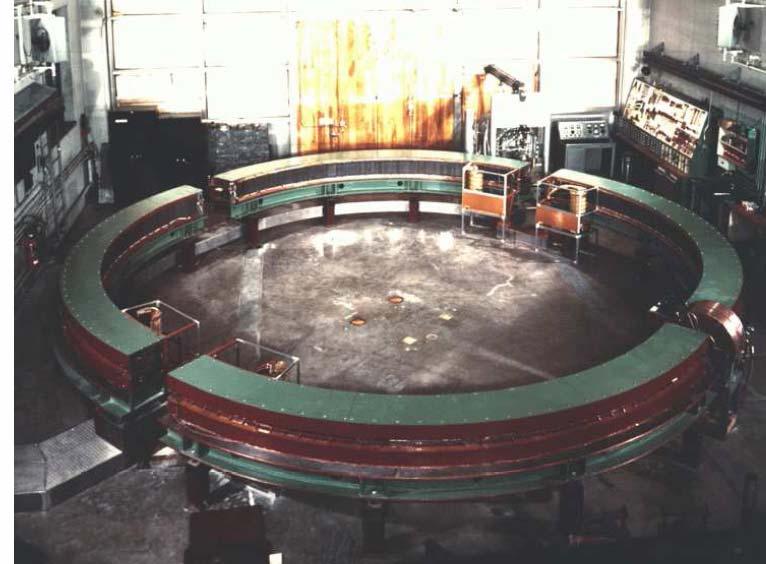 ogniskowania Pierwsze synchrotrony protonowe w USA : 1952 E p = 3 GeV Cosmotron w Brookhaven w Brookhaven National Laboratory 1954 E p =