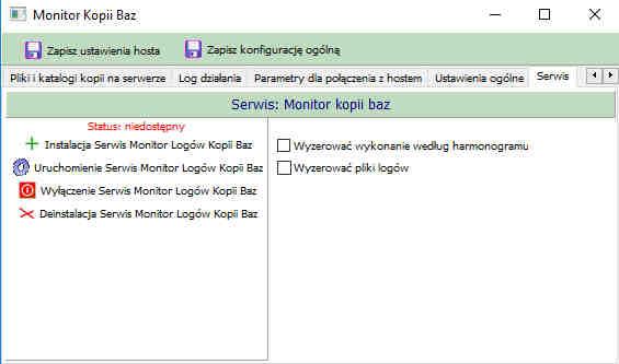 Po stronie systemu Unix wskazane jest zdefiniowanie skryptu listującego określoną ilość ostatnich wierszy z pliku logu kopii baz danych z przekierowaniem do pliku.