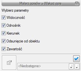 W tej sytuacji konfigurator opisów domyślnie ustawia pusty opis na odnośniku. Należy kliknąć kontrolkę opis i ustawić odpowiednie składniki opisu.