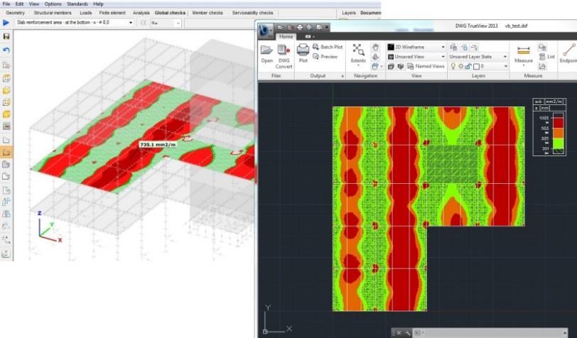 5.2 EKSPORT OBLICZEŃ ZBROJENIA DO AUTOCAD Funkcja eksportu pozwala na wyeksportowanie do AutoCAD wyników obliczeń niezbędnej powierzchni zbrojenia płyt.