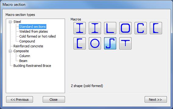 2.4 NOWA KATEGORIA MAKR PRZEKROJE STANDARDOWE N O W O Ś C I W C O N S T E E L 1 1 Dodana została nowa kategoria przekrojów makro - Przekroje standardowe.