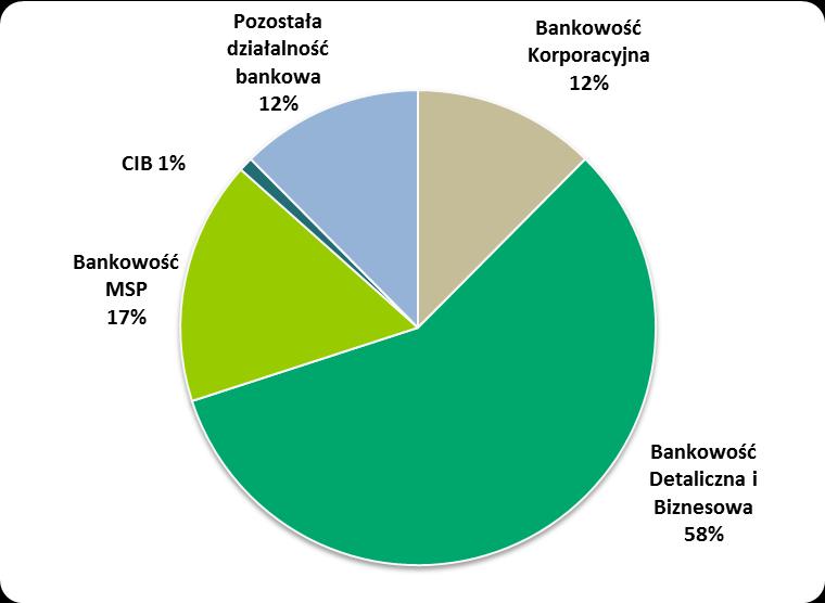 Wynik z działalności bankowej Struktura wyniku z działalności bankowej wg rodzajów Struktura wyniku z działalności bankowej wg segmentów biznesowych (mln zł) +15,6% 739,7 24,9 14,2 153,8 546,8 855,3