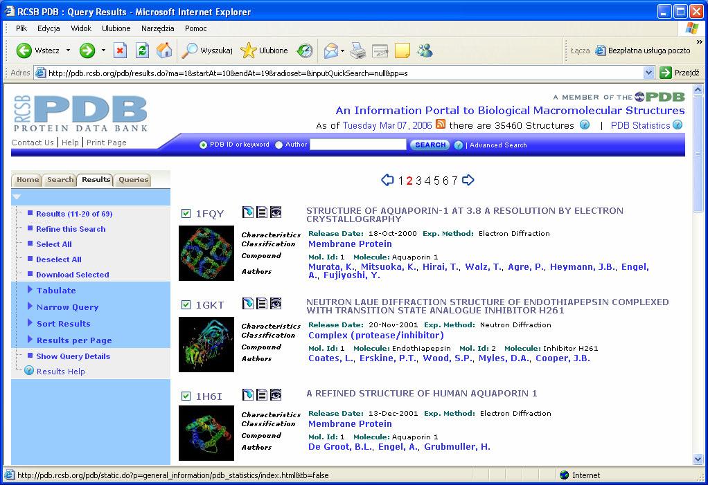 Baza Struktutr Białkowych Protein DataBank http://pdbbeta.rcsb.org/pdb/welcome.