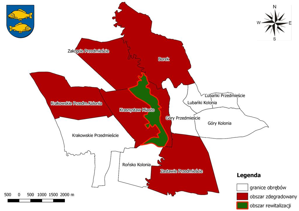 Mapa 1 Lokalizacja obszaru rewitalizacji na tle obszaru