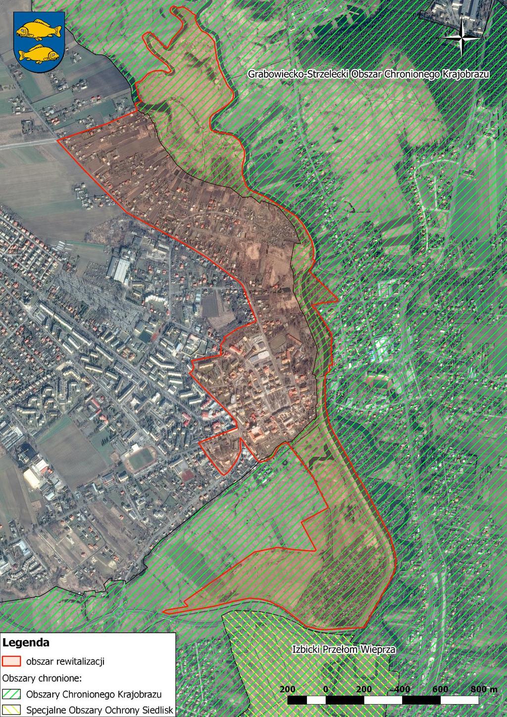 Mapa 3 Formy ochrony przyrody w granicach wyznaczonego obszaru rewitalizacji Źródło: Opracowanie własne Biorąc pod uwagę zagrożenie