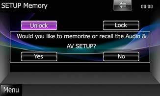 Konfiguracja Pamięć konfiguracji W pamięci można zapisać ustawienia Audio Control, AV-IN SETUP, Camera i Audio SETUP. Zapisane ustawienia mogą zostać później odczytane.