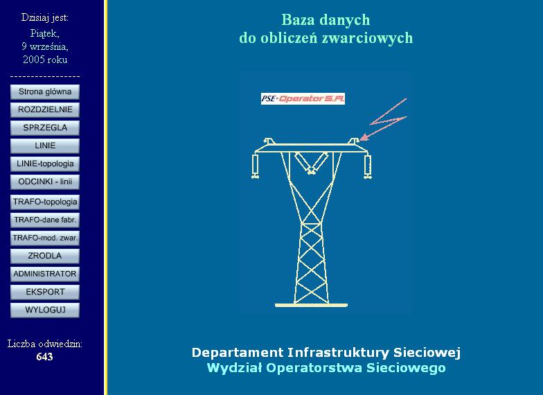 Rys. 3. Strona główna bazy danych do obliczeń zwarciowych Rys. 4.