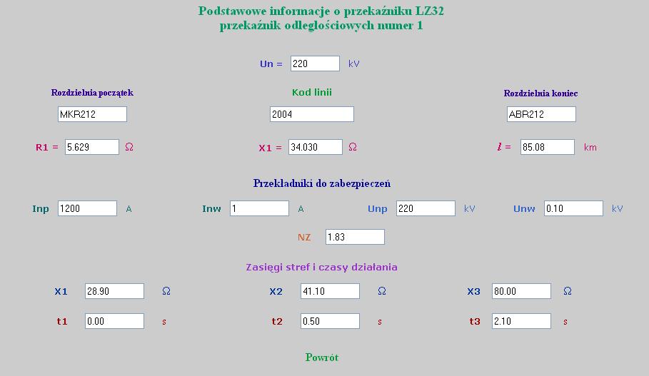 Na rysunku 15 prezentowany jest ekran dla przekaźnika LZ32 oraz zestaw przykładowych parametrów. Rys. 15. Przykładowe parametry przekaźnika LZ32 Deklaracja zabezpieczeń dla wybranej linii oraz zmiana wybranych parametrów nastawieniowych odbywa się z poziomu opcji administratora.