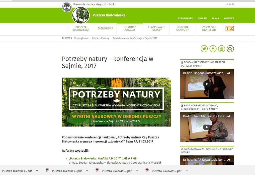 Konferencja Potrzeby natury Czy Puszcza Białowieska