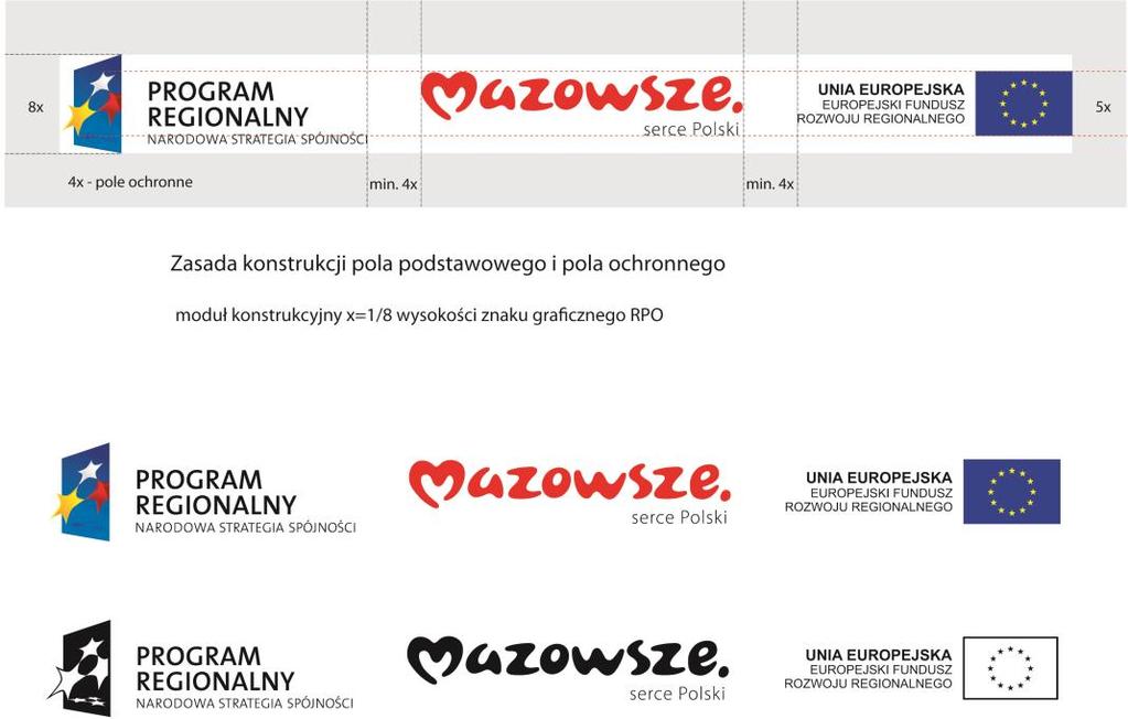 Poglądowe wzory znaków graficznych do wybranych materiałów promocyjnych