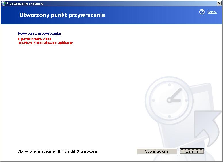 Krok 3 Pojawi się okno "Punkt przywracania