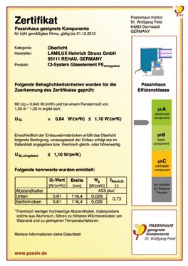 Element domu pasywnego o doskonałej jakości LAMILUX System CI Świetlik szklany FEenergysave uzykał najwyższą ocenę efektywności Wysokie standardy domu pasywnego wymagają komponentów o najwyższej