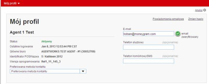 10. Powiadomienia e-mail AgentWorks może wysyłać do Ciebie powiadomienia o różnych działaniach, np. aktualizacjach Twojego hasła użytkownika lub zablokowaniu systemu po 5 nieudanych próbach logowania.