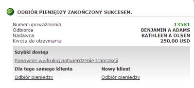 Wyświetlony zostanie ekran Środki na wypłatę oznaczający, że możesz zakończyć tę transakcję. Kliknij przycisk Zakończ transakcję. Ilustracja 76: Zakończ transakcję 6.