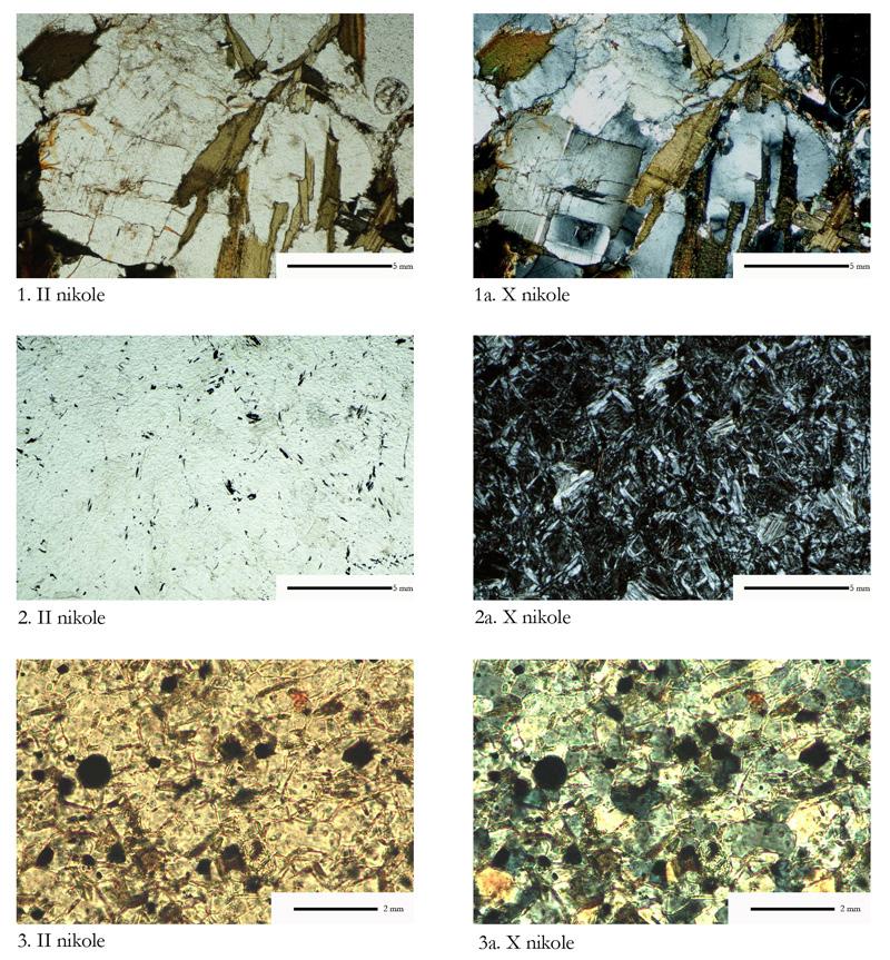 Katalog zabytków i analiz petrograficznych 65 Ryc. 20. 1 Obiszów, p.c. Obi 260/97, granit; 2 Obora, p.