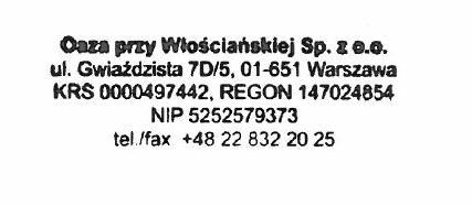 Załączniki: 1. Odpis z KRS 2. Decyzja nadania nr NIP 3. Decyzja nadania nr REGON 4. Wypis z ewidencji gruntu 5. Wyrys z ewidencji gruntu 6. Odpis z Księgi Wieczystej WA1M/00036402/3 7.