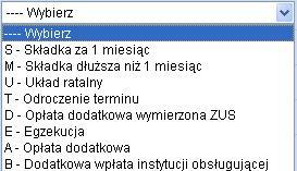 podstawie, której płatnik składek uzyskał układ ratalny. Pole nieaktywne dla składek typu S i M.