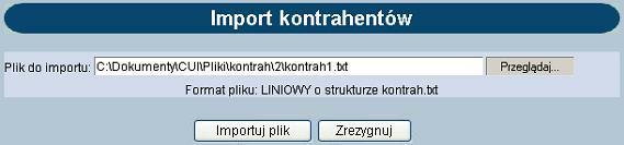 Dostępne formaty to: XML Liniowy Videotel W celu zaimportowania pliku należy: W oknie Konfiguracj a -> Parametry aplikacj i zdefiniować właściwy format dla importu kontrahentów.