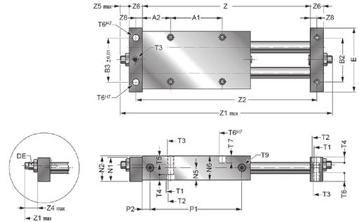 Smarowanie: 2-9 bar przefiltrowane sprężone powietrze niewymagane Temperatura medium: 0 C +40 C Temperatura otoczenia: 0 C +80 C Regulacja zderzaka hydraulicznego: