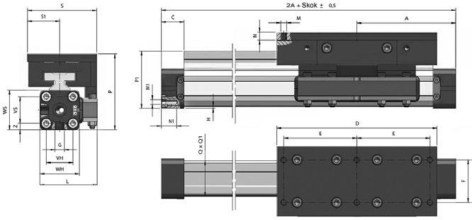 SLNG - z prowadzeniem ślizgowym Temperatura otoczenia: Zakres średnic: Skoki robocze: -10 C do +80 C(dla Vitonu +100 C) Ø16 do Ø40 Ø16mm - do 4300 mm, Ø25-40mm do 5700 mm 2A + SKOK _ + 0,5 SLNG#.