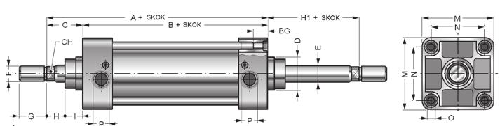 XJ - z dwustronnym tłoczyskiem (P) XJ##.