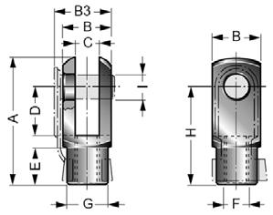 219 64 45 66 59 50 M48x8 68 160 75 64 UWAGI: pakowane pojedynczo Końcówka widełkowa FS FS /.