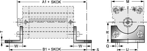 Osprzęt do siłowników serii NSK(I) Łapa XP A1 B1 M R ØQ S T U XP/032 32 144 142 45 32