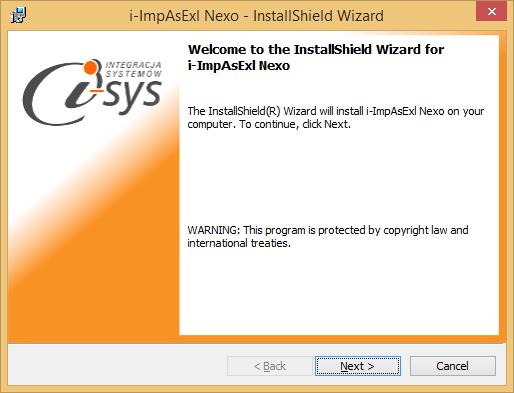 Przygotowanie programu do pracy Instalacja Instalacja programu polega na uruchomieniu pliku instalatora (Setup_i-ImpAsExlNexo.exe). Po uruchomieniu instalatora (rys.