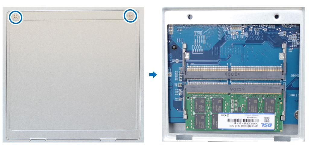Dodawanie modułu pamięci RAM w serwerze DiskStation Opcjonalny moduł Synology DDR4 RAM jest zaprojektowany jako rozszerzenie pamięci dla serwera DiskStation.
