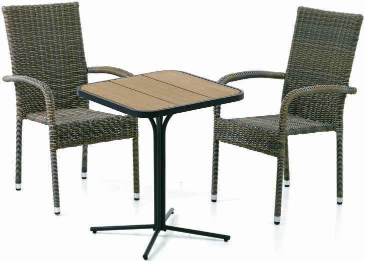 Krzesło ze stali i odpornego na pogodę petanu wysokiej jakości. Stół, 1 SZT. 299,- 200,- Krzesło, 1 SZT.