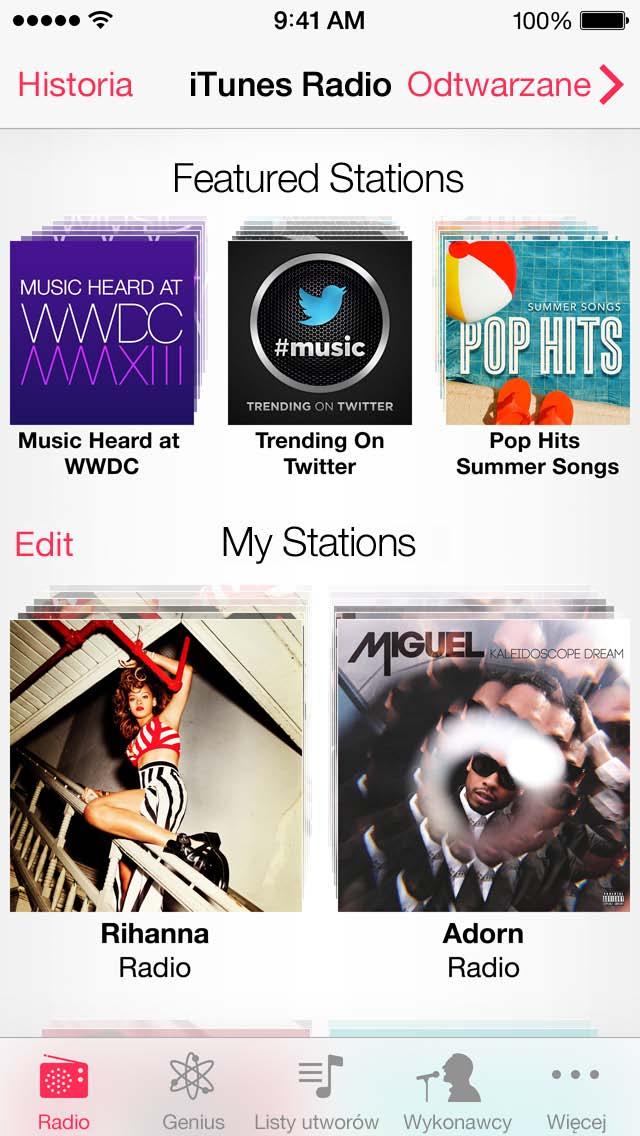 Uwaga: itunes Radio może nie być dostępne we wszystkich regionach. Aby uzyskać więcej informacji na itunes Radio, odwiedź stronę support.apple.com/kb/ht5848?viewlocale=pl_pl.