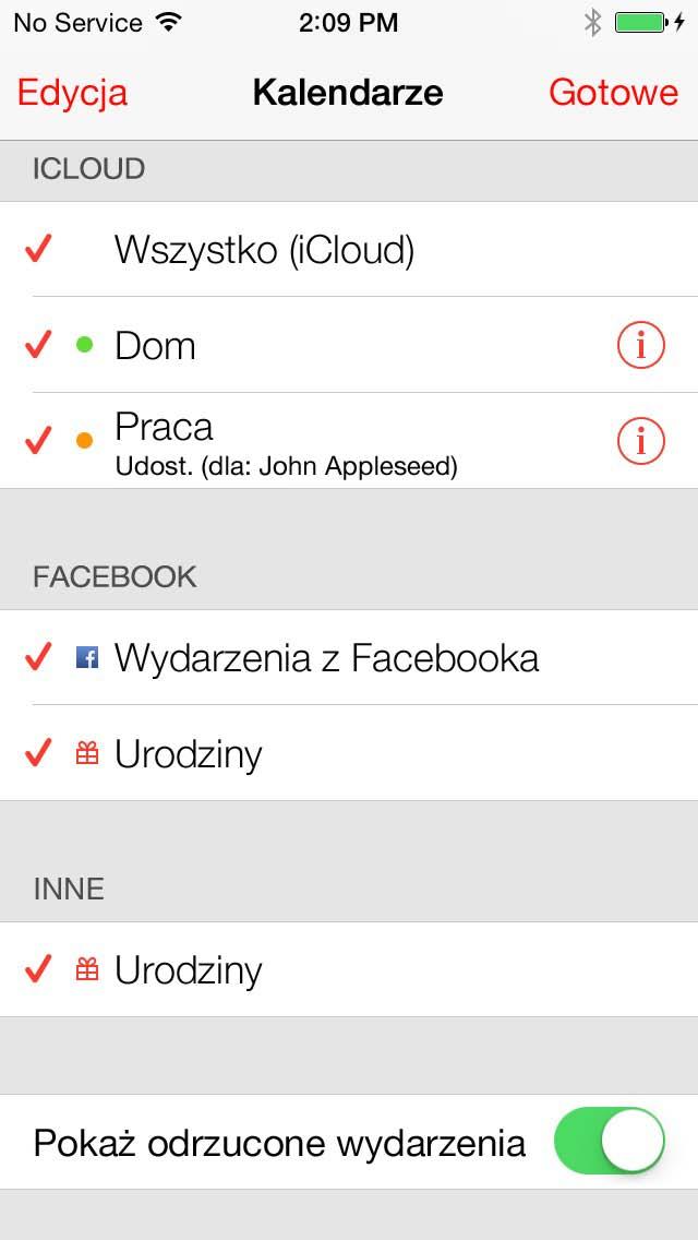 Zaproszenia Jeśli masz konto icloud, Microsoft Exchange lub obsługiwane konto CalDAV, możesz wysyłać i odbierać zaproszenia na spotkania.