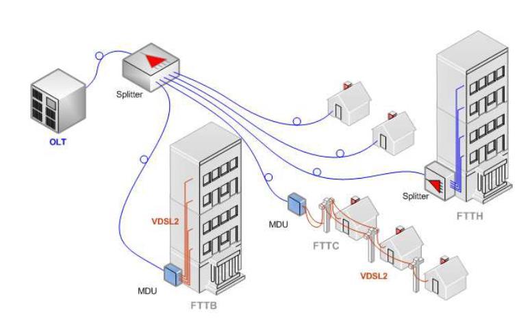 sieć FTTx struktura sieci dostępowej