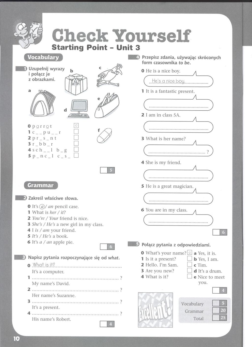 .. Check Yourself Starting Point - Unit 3 Vocabulary IID Uzupelnijwyrazy b i polacz je ~ z obrazkami....... a M,.n,.