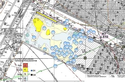 Example results of seismic tomography for the coal seam strata Pomijając wykonywaną analizę w skałach stropowych, popełnia się pewien błąd, który jest odzwierciedlony przy nałożeniu wyników z