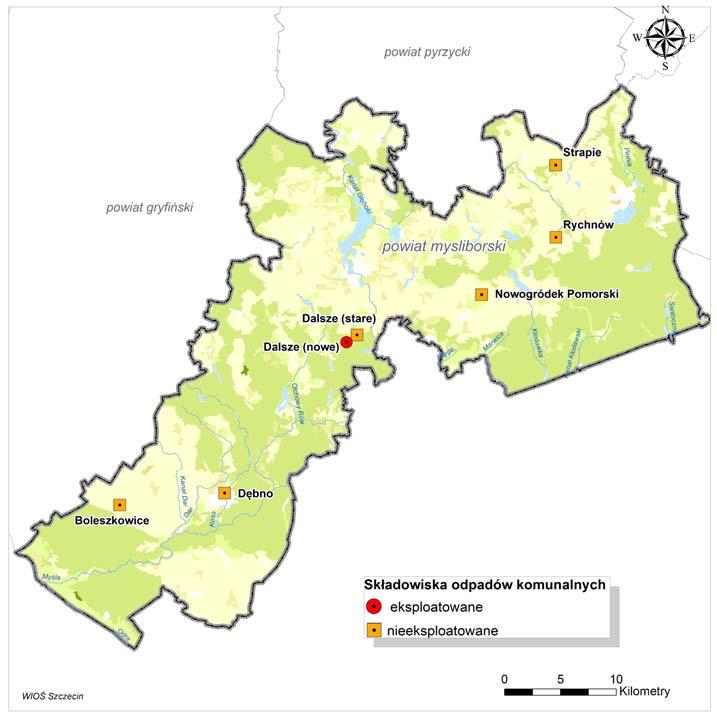 Składowiska stare, których eksploatację zakończono w latach 2001-2003 (Boleszkowice, Dalsze, Dębno, Strąpie, Rychnów), nie spełniały wymogów prawnych ochrony środowiska.